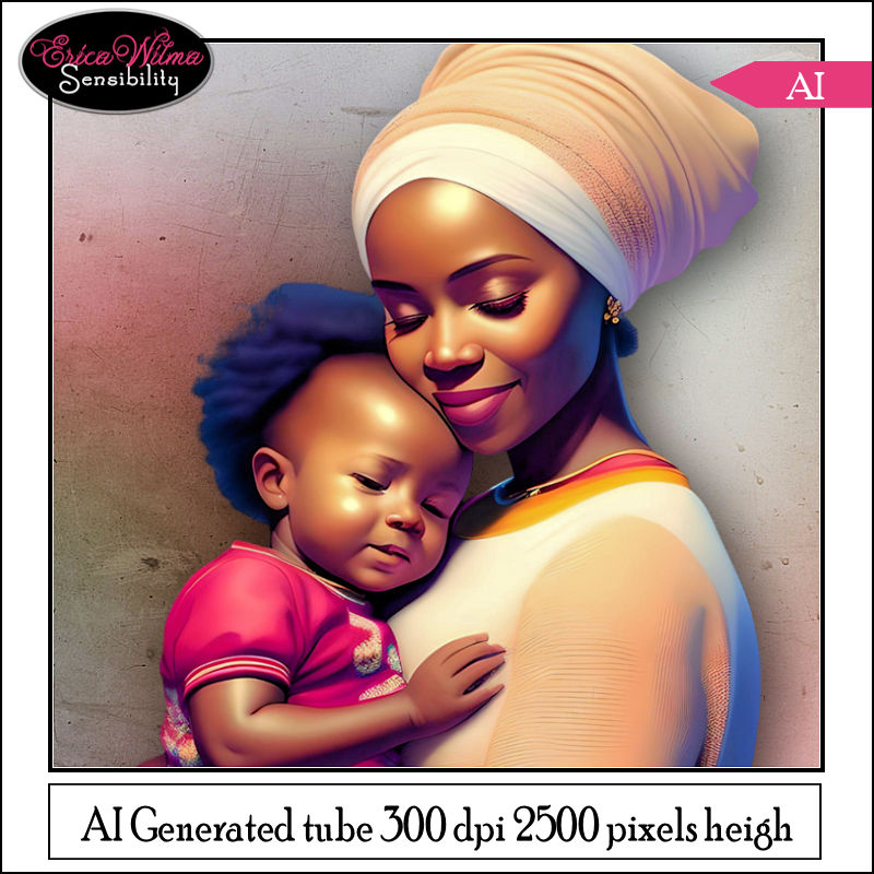 EW AI African Woman with child 02 2023 - Click Image to Close